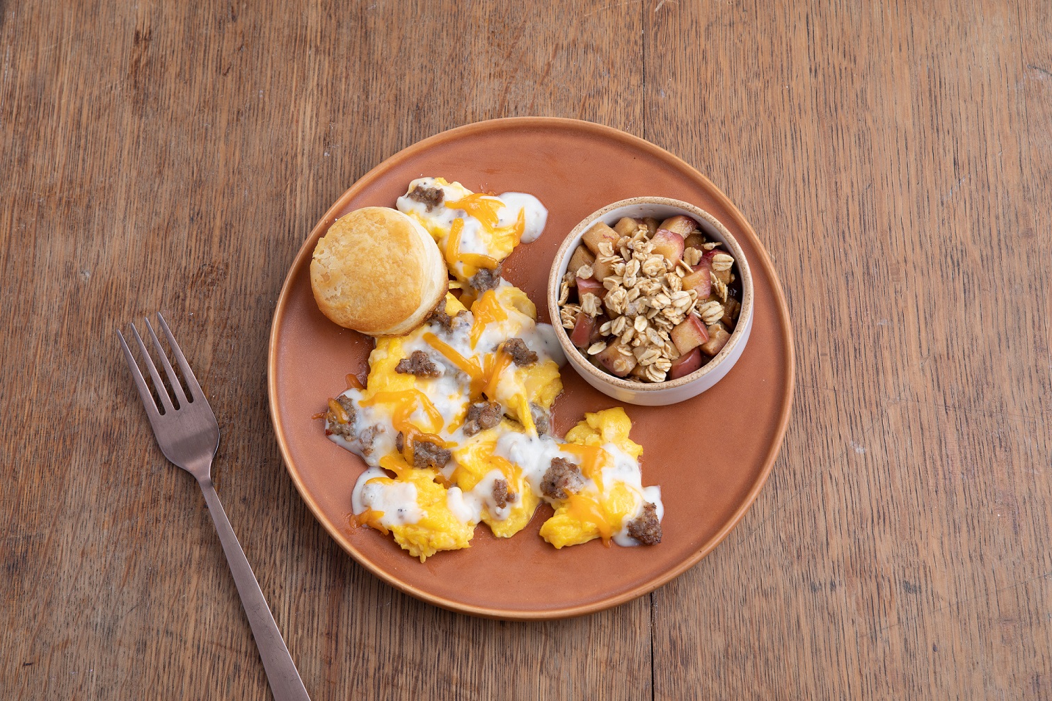 Farmers Breakfast Scramble & Cinnamon Apple Crisp